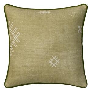 Jericho Green, Sustainable Feather, Cushion, 55cm x 55cm - Andrew Martin Linen & Linen Blend & Viscose Blend Geometric