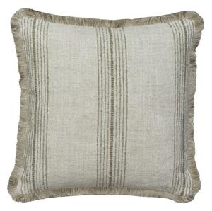 Atrani Stripe Taupe, Sustainable Feather, Cushion - Andrew Martin Sophie Paterson With Trim/Fringe & Linen Blend Plain Texture & Stripe