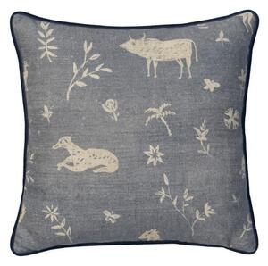 Avebury Denim, Sustainable Feather, Cushion, 55cm x 55cm - Andrew Martin Linen & Linen Blend & Viscose Blend Animal & Floral