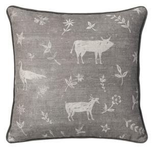 Avebury Smoke, Sustainable Feather, Cushion, 55cm x 55cm - Andrew Martin Linen & Linen Blend & Viscose Blend Animal & Floral