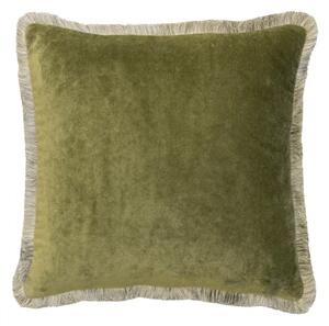 Venetia Olive, Sustainable Feather, Cushion - Andrew Martin Sophie Paterson With Trim/Fringe & Velvet Plain & Plain Texture