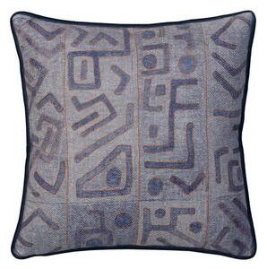 Ashanti Denim, Sustainable Feather, Cushion, 55cm x 55cm - Andrew Martin Linen & Linen Blend & Viscose Blend Geometric