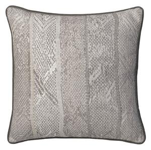 Isthmus Smoke, Sustainable Feather, Cushion, 55cm x 55cm - Andrew Martin Linen & Linen Blend & Viscose Blend Herringbone & Stripe