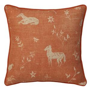 Avebury Brick, Sustainable Feather, Cushion, 55cm x 55cm - Andrew Martin Linen & Linen Blend & Viscose Blend Animal & Floral