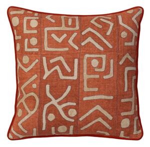 Ashanti Brick, Sustainable Feather, Cushion, 55cm x 55cm - Andrew Martin Linen & Linen Blend & Viscose Blend Geometric