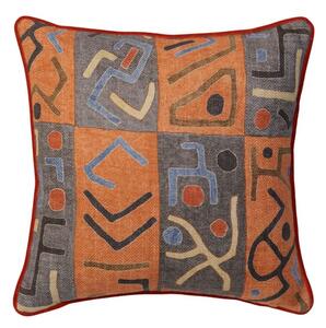 Ashanti Chocolate, Sustainable Feather, Cushion, 55cm x 55cm - Andrew Martin Linen & Linen Blend & Viscose Blend Geometric