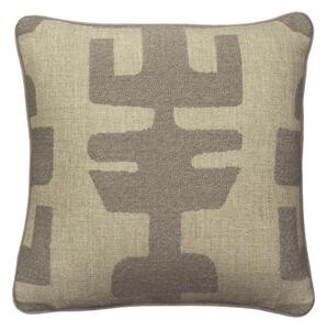 Peru Smoke, Sustainable Feather, Cushion, 55cm x 55cm - Andrew Martin Bouclé & Cotton Blend & Linen Blend & Wool Blend Geometric & Weave