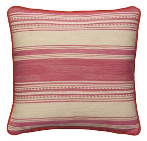 Las Salinas 9, Sustainable Feather, Cushion, 55cm x 55cm, Pink - Andrew Martin Cotton Blend Kilim & Stripe