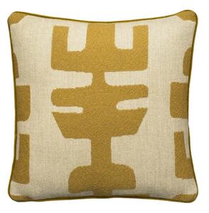 Peru Olive, Sustainable Feather, Cushion, 55cm x 55cm - Andrew Martin Cotton Blend & Linen Blend & Wool Blend Geometric & Weave