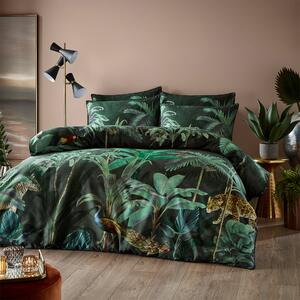 Paoletti Siona 100% Cotton Duvet Cover and Pillowcase Set Green