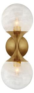 Cristol Double Wall Light Brass, Wall Light, Hand-Rubbed Antique Brass - Andrew Martin