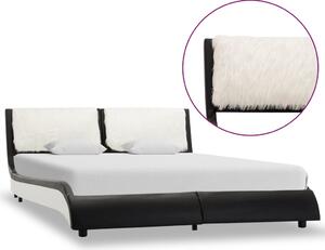 Bed Frame Black and White Faux Leather 120x190 cm 4FT Small Double