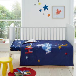 Disney Mickey Mouse 100% Cotton 4 Tog Cot Bed / Toddler Quilt Dark Blue