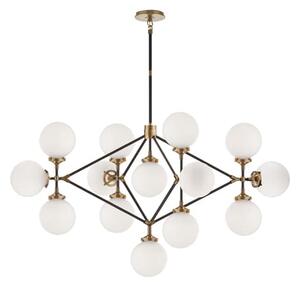 Bistro Oblong Chandelier, Hand-Rubbed Antique Brass - Andrew Martin