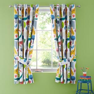 Elements Jungle Blackout Eyelet Curtains Blue, Green and White