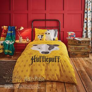 Harry Potter Hufflepuff House Reversible Duvet Cover and Pillowcase Set Yellow