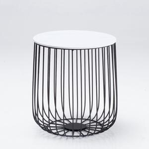 Enzo Marble Effect Side Table Black and white