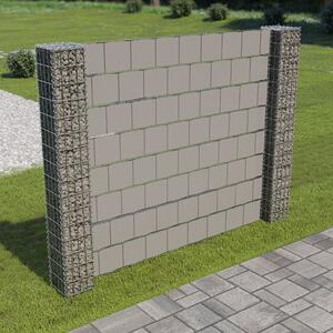 Gabion Fence with 2 Posts Galvanised Steel and PVC 180x180 cm