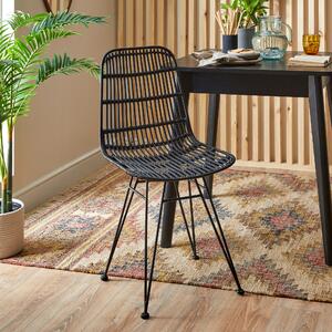 Pax Set of 2 Dining Chairs, Rattan Black