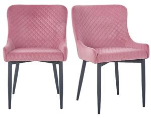 Montreal Set of 2 Dining Chairs Pink Velvet Pink