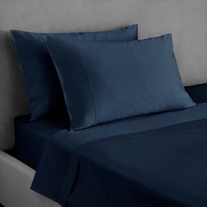 Dorma 300 Thread Count 100% Cotton Sateen Plain Cuffed Pillowcase Navy Blue