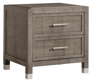 Raffles 2 Drawer Bedside Table Grey, Bedside Table - Andrew Martin