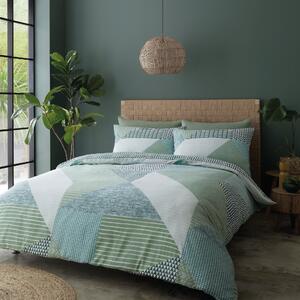 Catherine Lansfield Larsson Geo Green Duvet Cover and Pillowcase Set Green