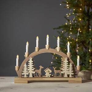 Fauna LED candle arch, light and dark wood