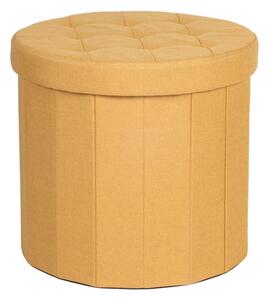 Round Ochre Shoe Storage Ottoman