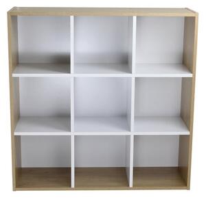 Rome Modular 9 Cube White and Oak Finish Cube Shelving Unit