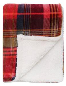 Checked Reverse Sherpa Fleece Plum Throw Blanket