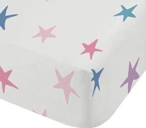 Bianca Woodland Unicorn And Stars 100% Cotton Fitted Sheet Pink, White and Blue