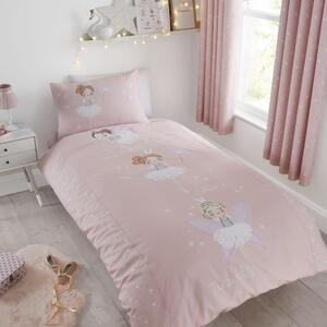 Catherine Lansfield Make A Wish Glow in The Dark Single Duvet Cover and Pillowcase Set Pink and White