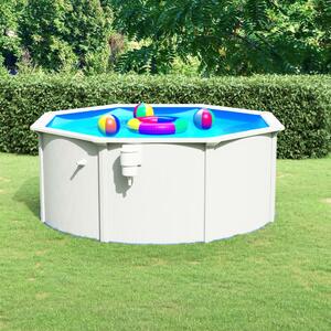 Swimming Pool with Steel Wall 300x120 cm White