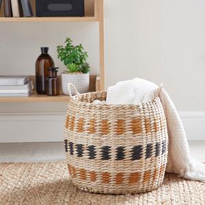Butterscotch Rush Basket Brown and Blue