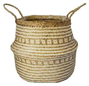 Small Seagrass Tribal White Lined Basket White