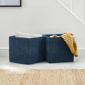 Set of 2 Navy Foldable Cord Storage Boxes Navy Blue