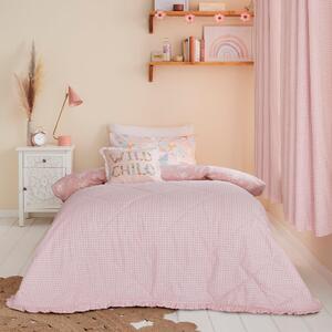 Country Patchwork Ruffle Gingham Bedspread Pink