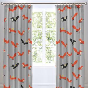 Cosatto Mister Fox Pencil Pleat Curtains Grey, Red and Yellow