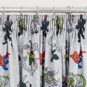 Disney Marvel Spider-Man Pencil Pleat Blackout Curtains Grey, Blue and Red