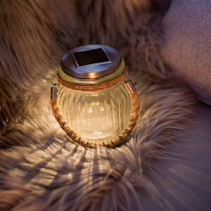 Solar-powered LED table lamp Jar made of glass