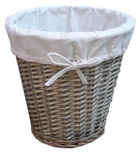 Natural Wicker Waste Bin with Liner Grey
