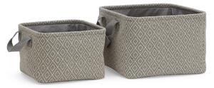 Set of 2 Grey Fabric Storage Baskets Grey