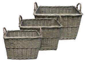 Set of 3 Grey Willow Tapered Baskets Grey
