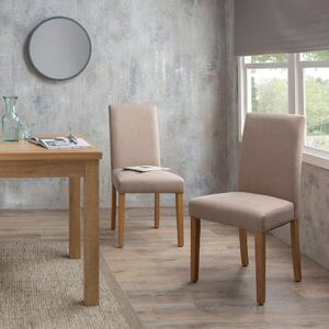 Hugo Set of 2 Dining Chairs, Linen Cream and Brown