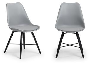 Kari Set of 2 Dining Chairs, Faux Leather Grey