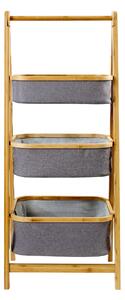 Grey Bamboo 3 Tier Storage Basket Ladder Grey and Brown