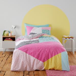 Bold Geo 100% Cotton Duvet Cover and Pillowcase Set Pink