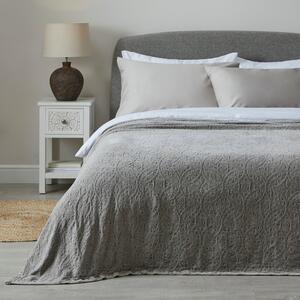 Stonewashed Chenille Stone Bedspread Grey