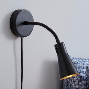 Nola Adjustable Easy Fit Plug In Wall Light Black Black